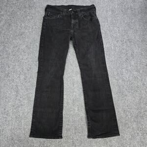 True Religion Ricky Flap SN Jeans Mens 32x32 Rinse Black Relaxed Straight Denim